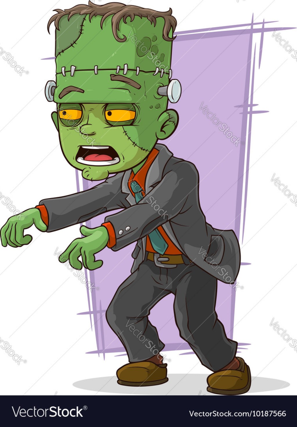 Picture of: Cartoon green zombie monster in suit Royalty Free Vector