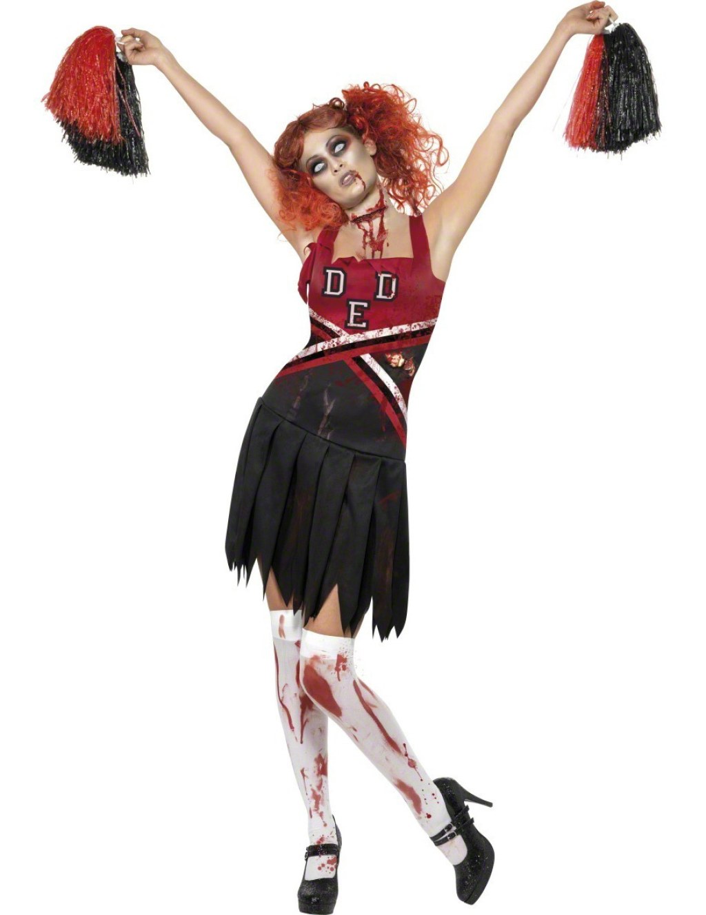 Picture of: High School Horror Zombie Cheerleader Halloween Damenkostüm schwarz-rot