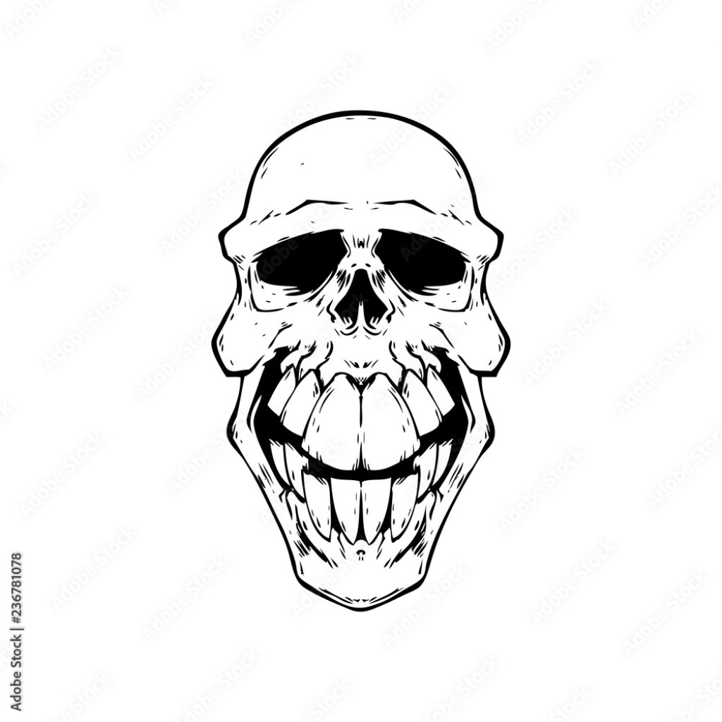 Picture of: Insane zombie head. line art. Isolated vector illustration
