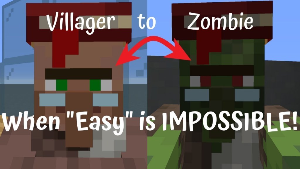 Picture of: Minecraft: Villager to Zombie Transformation, “Easy” is Impossible!  Difficulty Setting Effects