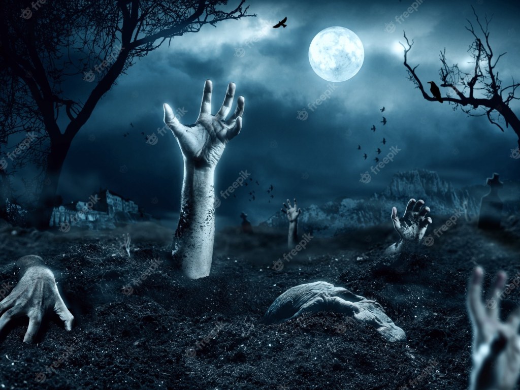 Picture of: Premium Photo  Zombie hand coming out of his grave