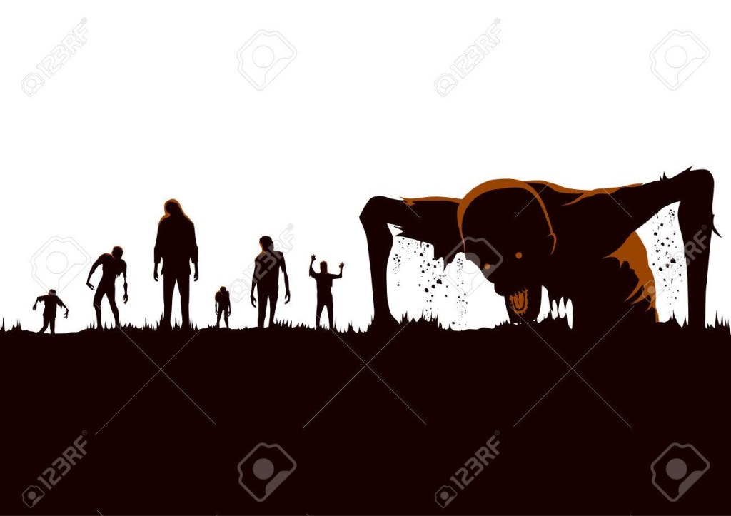 Picture of: Silhouette Of Zombie Hordes Rising Out Of The Ground Royalty Free
