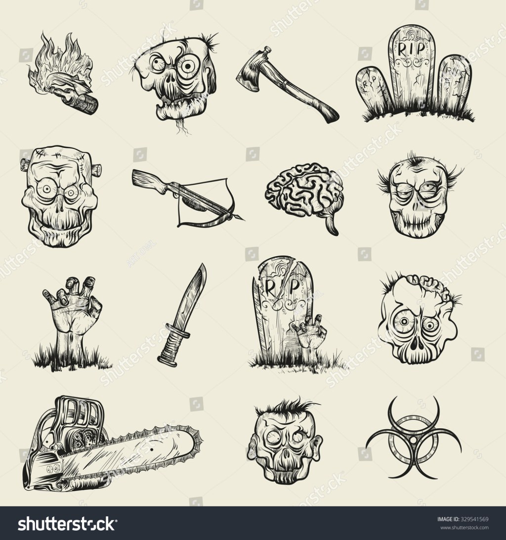 Picture of: Vector Illustration Hand Drawing Zombie Apocalypse: Stock