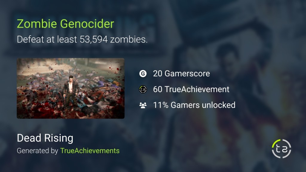 Picture of: Zombie Genocider achievement in Dead Rising